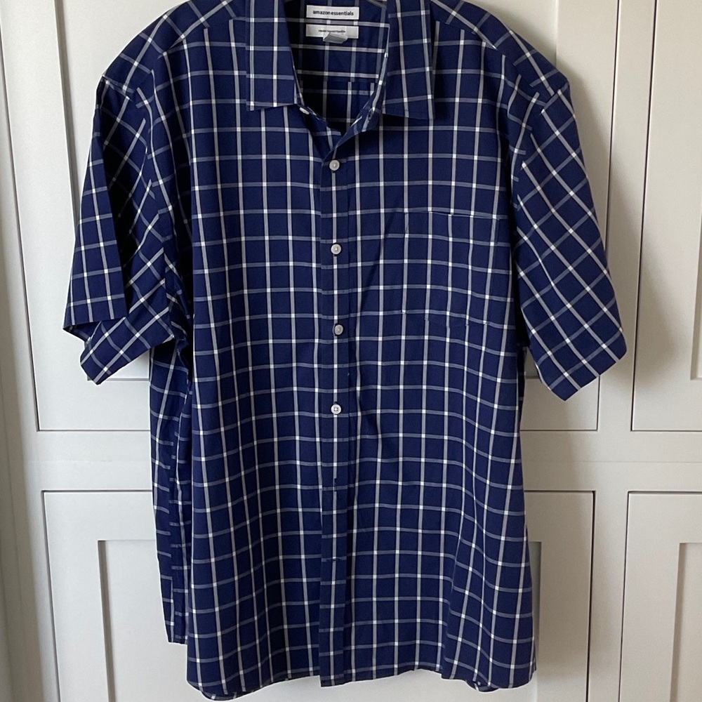 Amazon Essentials Navy Plaid Casual Shirt